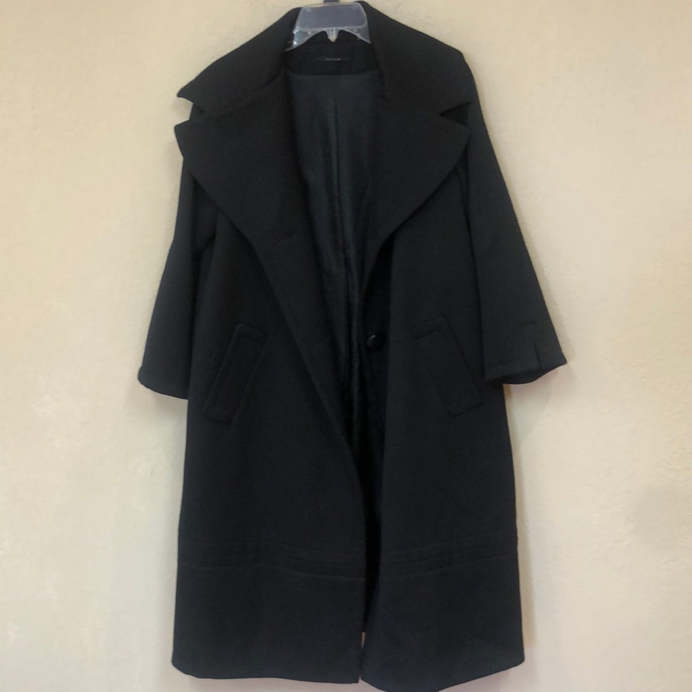 Ellie Tahari viscose lined virgin wool long coat jacket size 6